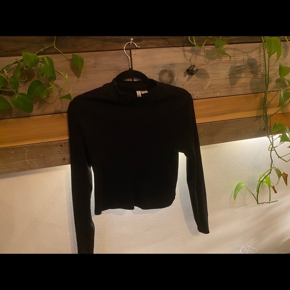Divided Tops - DIIVIDED H&M Basic Black Crop Mock Neck Top (L)